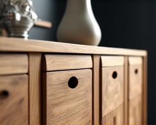 Artystyczna komoda do salonu z drewna dębowego